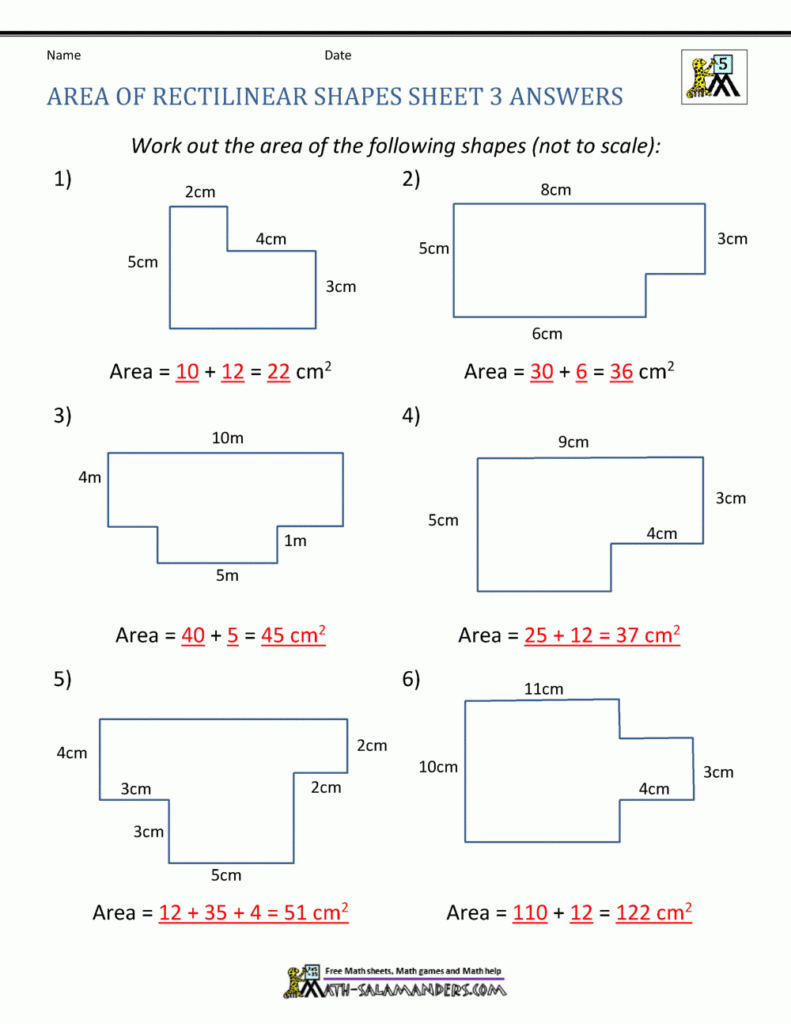 Area Of Irregular Shapes Worksheet