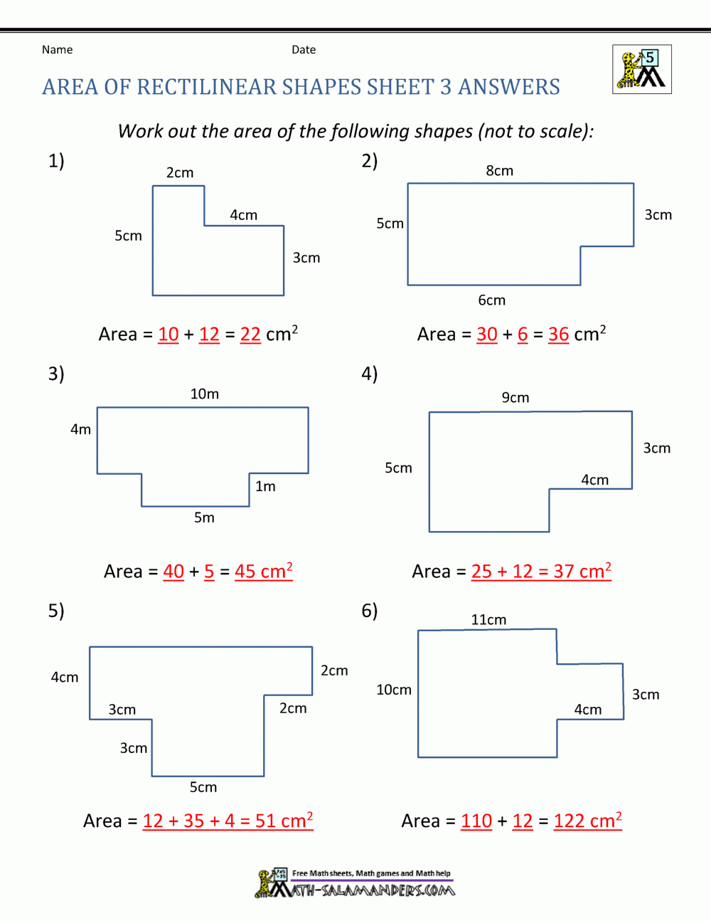Area Of Irregular Shapes Worksheet