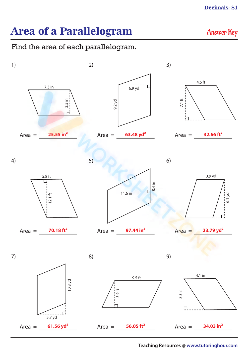 Area Of Rectangles And Parallelograms Worksheet Twinkl Worksheets 