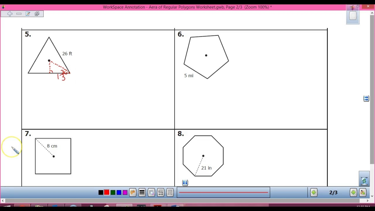 Area Of Regular Polygons Worksheet