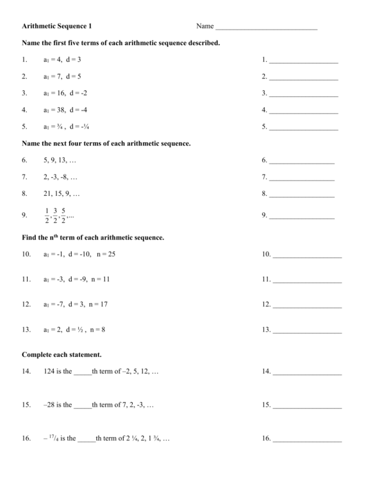 basic arithmetic worksheet
