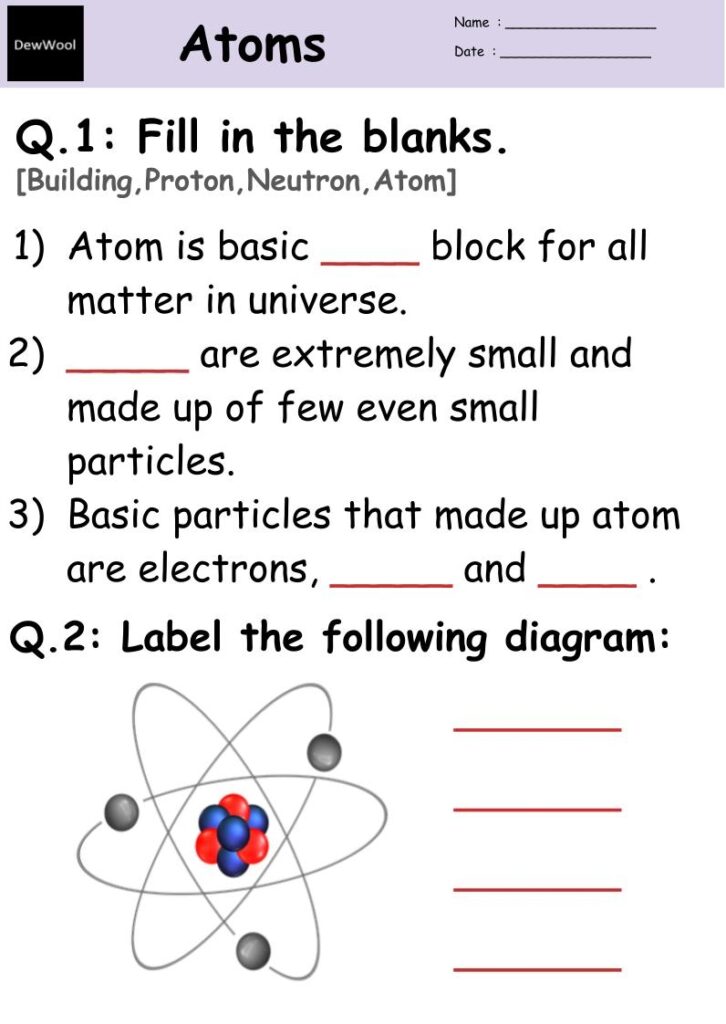 Atomic Structure Worksheet DewWool
