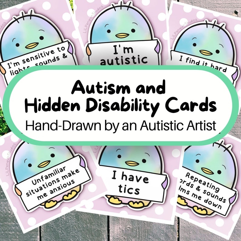 Autism Hidden Disability Cards PRINTABLE Medical Alert Tag Etsy