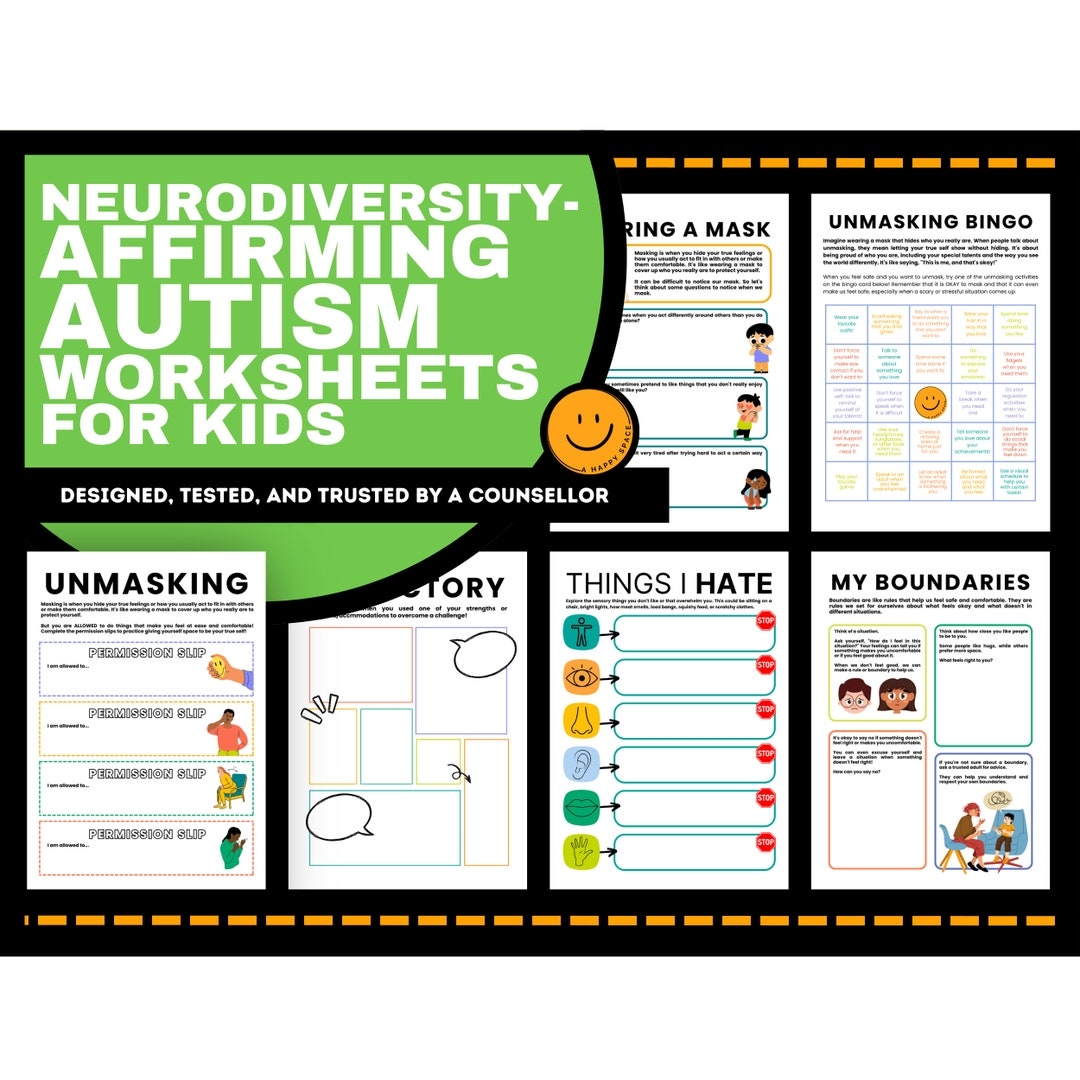 Autism Worksheets ASD Kids Workbook Autistic Children Unmasking Special 