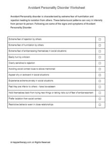 Avoidant Personality Disorder Worksheet HappierTHERAPY