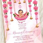 Baby Naming Cradle Indian Ceremony Pink Template Invitation Digital