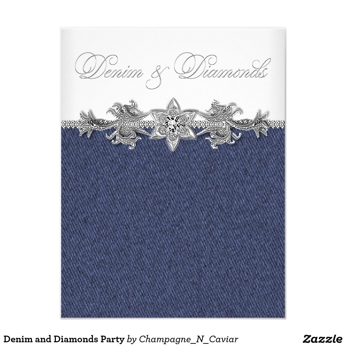 denim and diamonds invitation templates