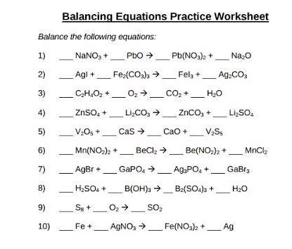 Balancing Equations Practice Worksheet StudyX Worksheets Library