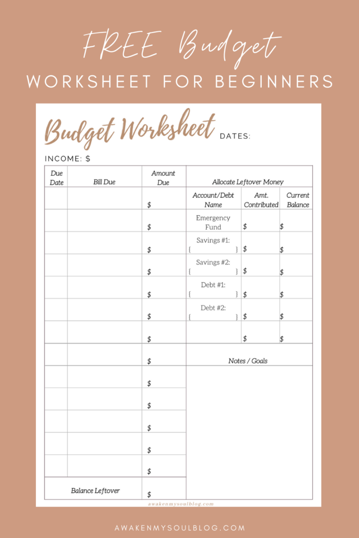 pdf beginner printable budget worksheet