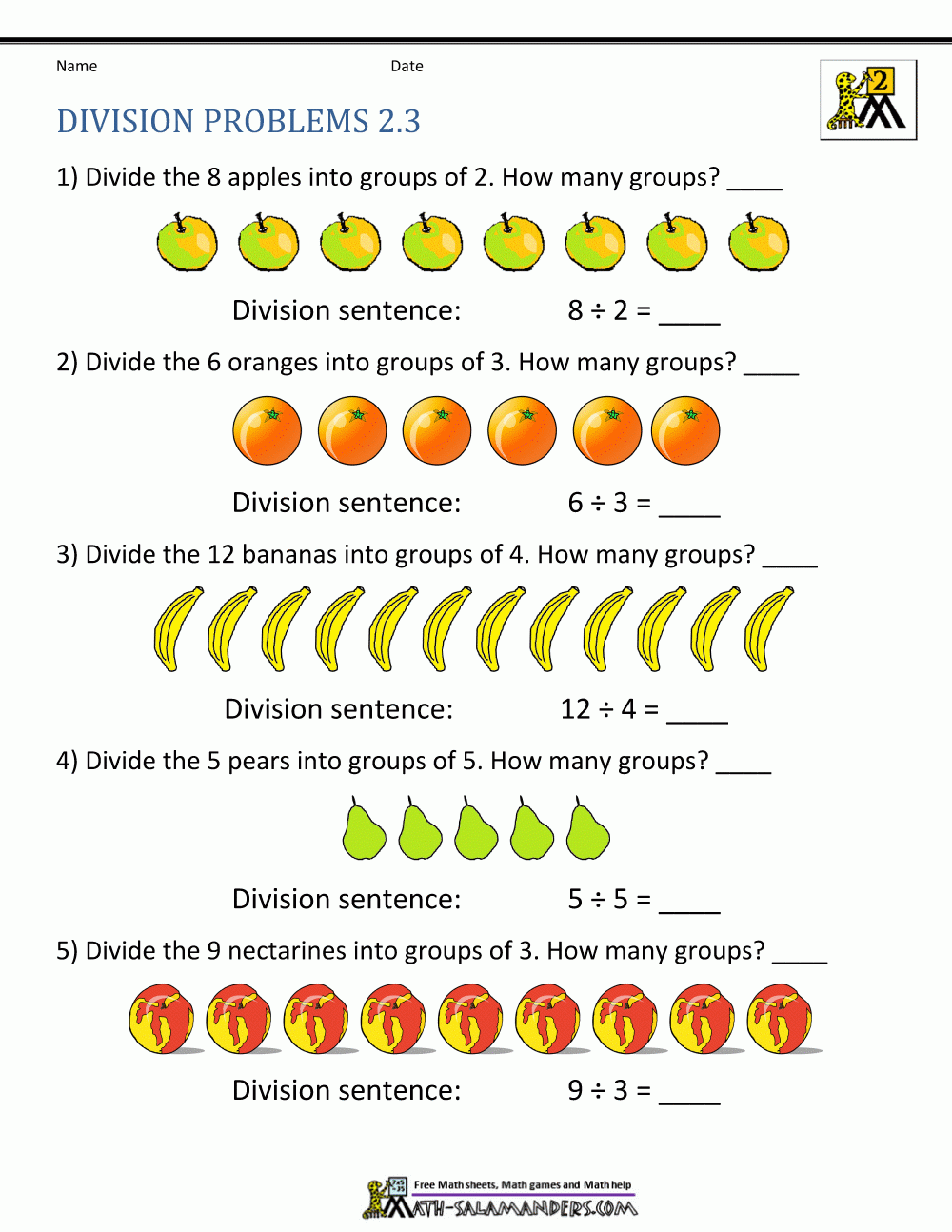 beginning division worksheets