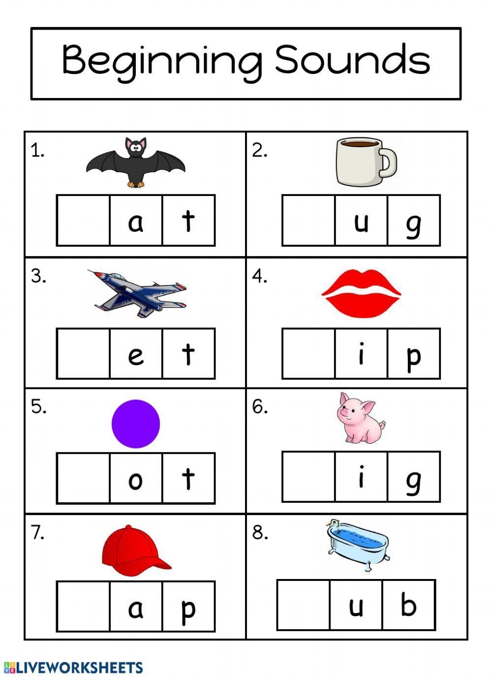 beginning sound a worksheets