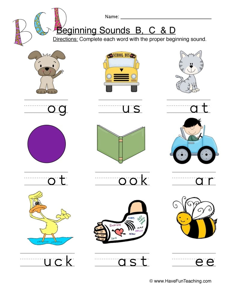 Beginning Sounds B C D Worksheets WorksheetsCity