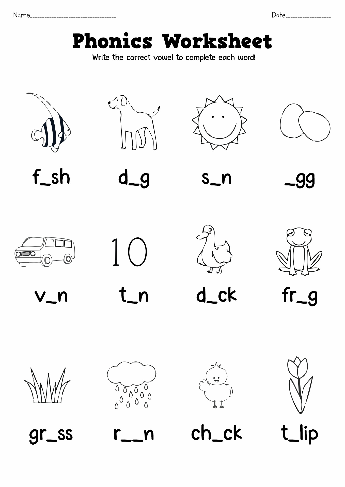 printable phonics worksheet