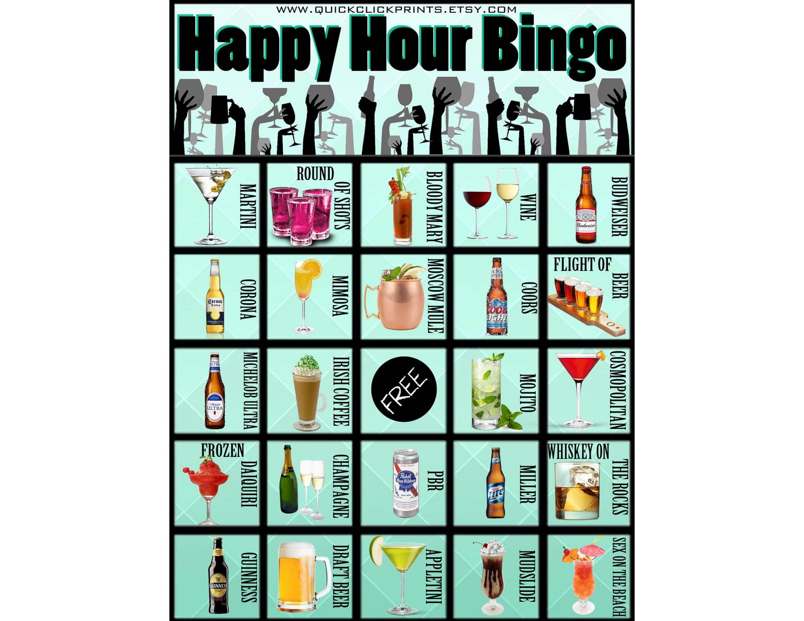 Big Bar Bingo 30 Cards Pub Crawl Bingo People Watching Printable 