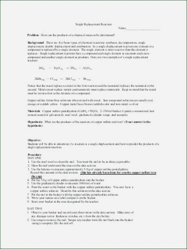 Bill Nye Chemical Reactions Worksheet Answers Printable PDF Template