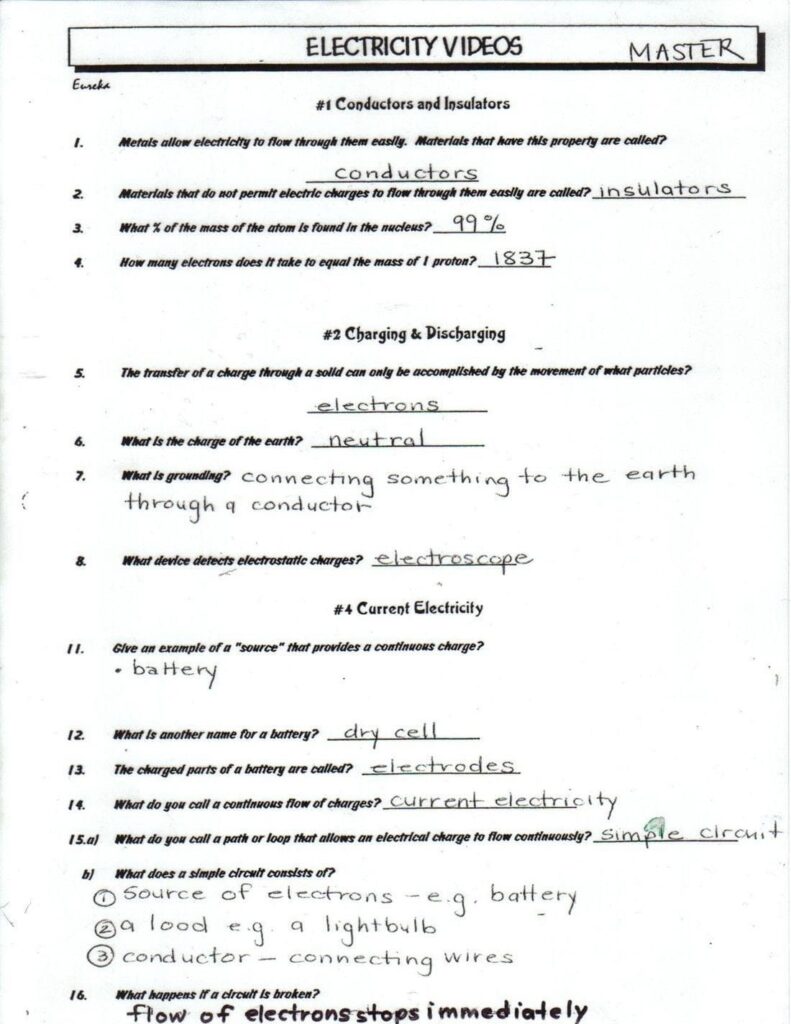Bill Nye Static Electricity Worksheet Bill Nye Phases Matter Db excel