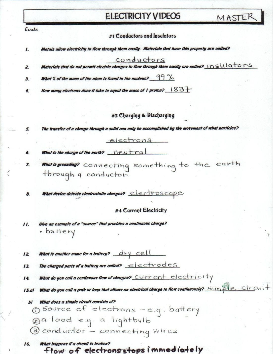 Bill Nye Static Electricity Worksheet Bill Nye Phases Matter Db excel