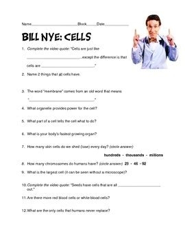 Bill Nye The Science Guy CELLS Video Guide Teaching Resources 