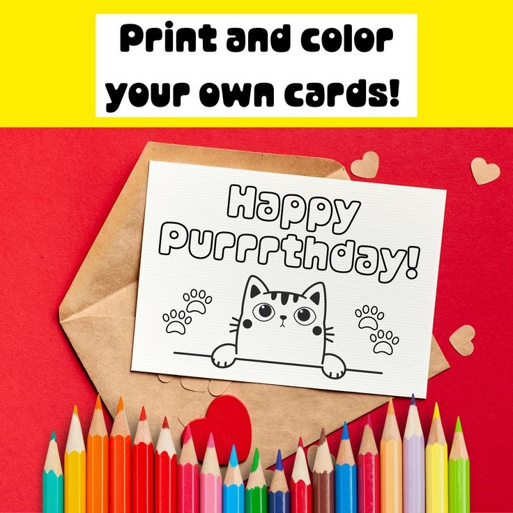 Birthday Card Coloring Page Printable Coloring Page Etsy Coloring 