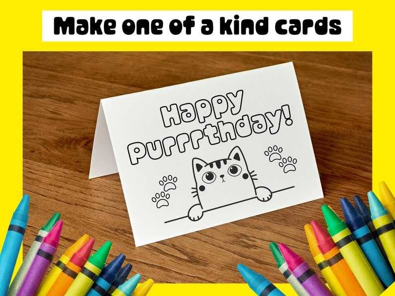 Birthday Card Coloring Page Printable Coloring Page Etsy