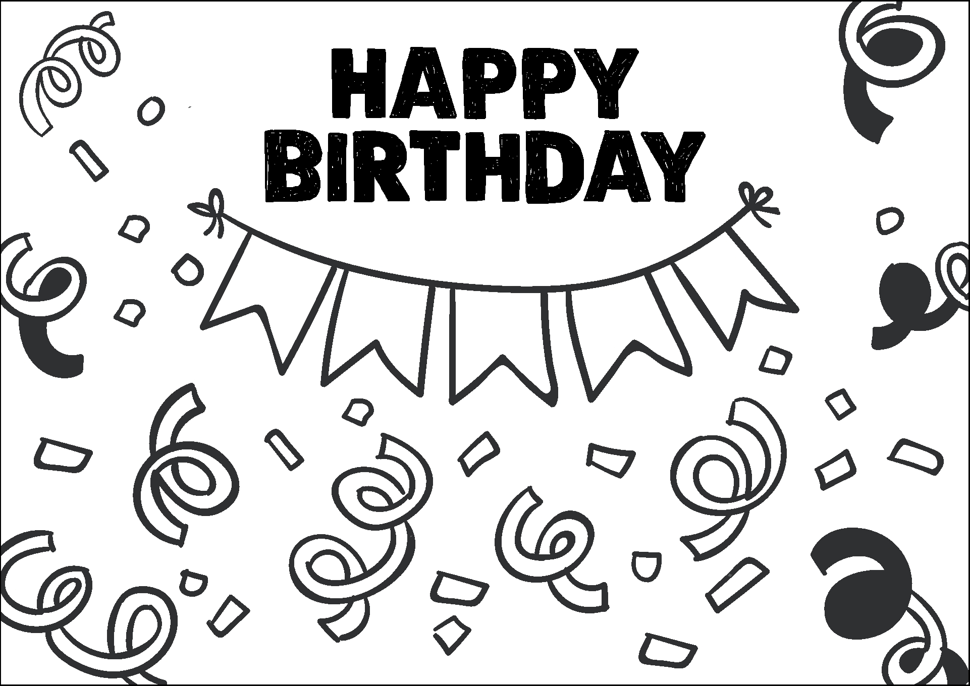 Birthday Cards To Color 12 Free PDF Printables Printablee