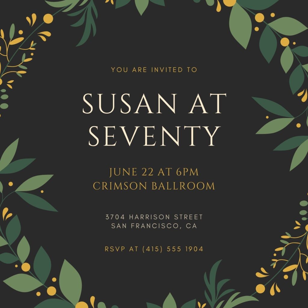 Black And Gold Elegant 70th Birthday Invitation Templates By Canva