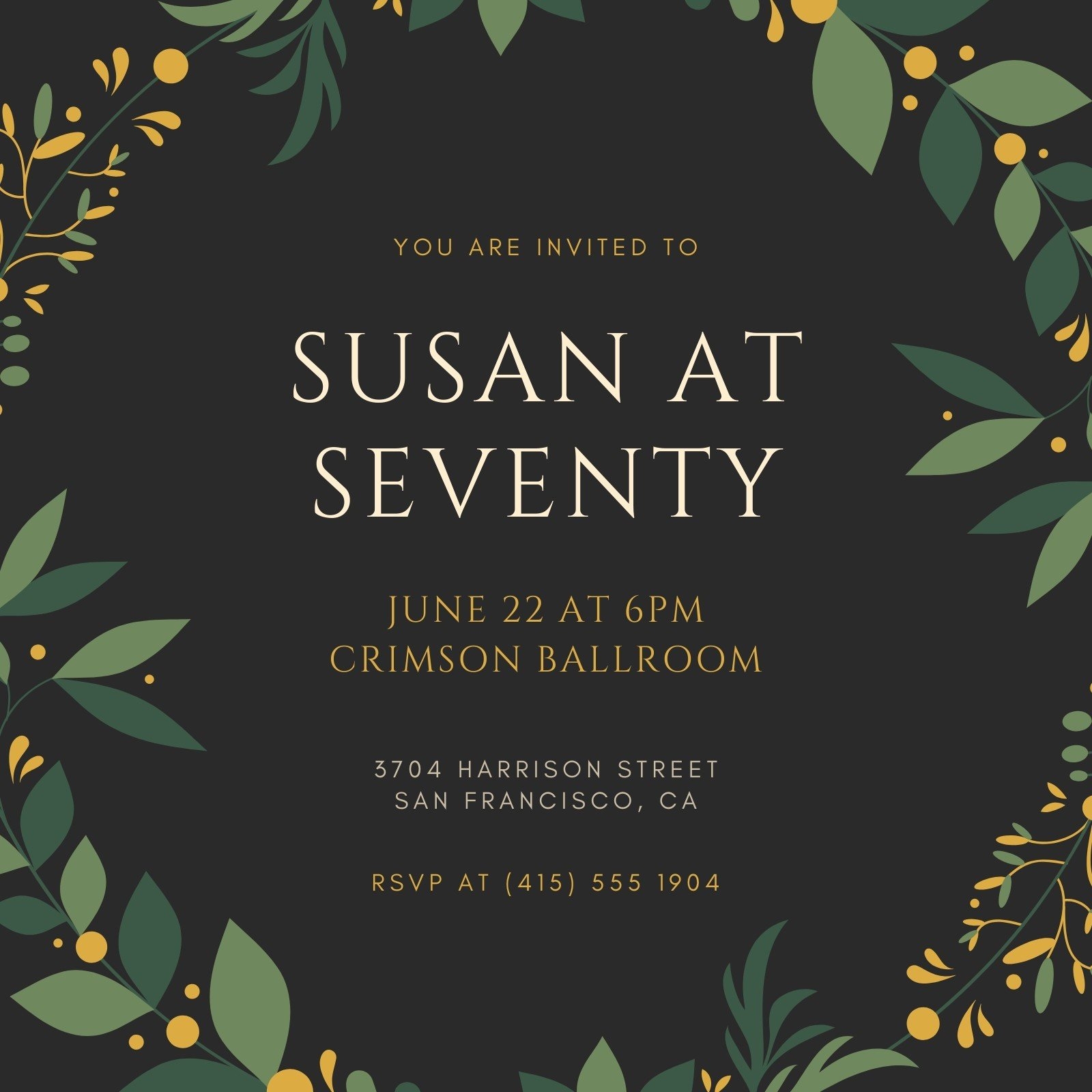 Black And Gold Elegant 70th Birthday Invitation Templates By Canva