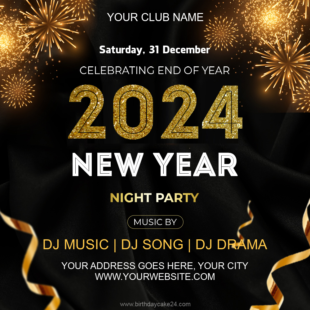 Black Gold New Year Party Invitation