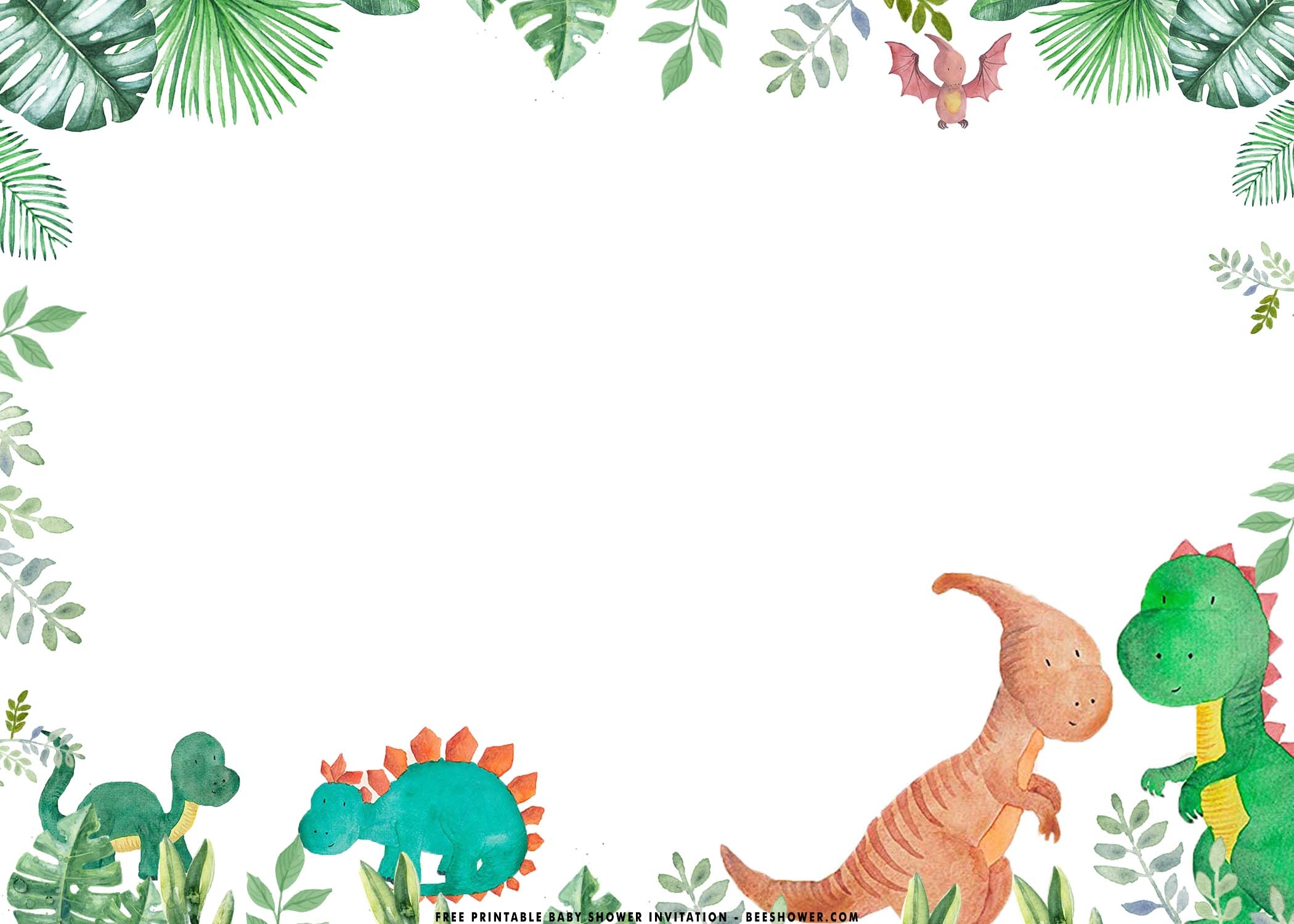 Blank Dinosaur Invitation Template Free