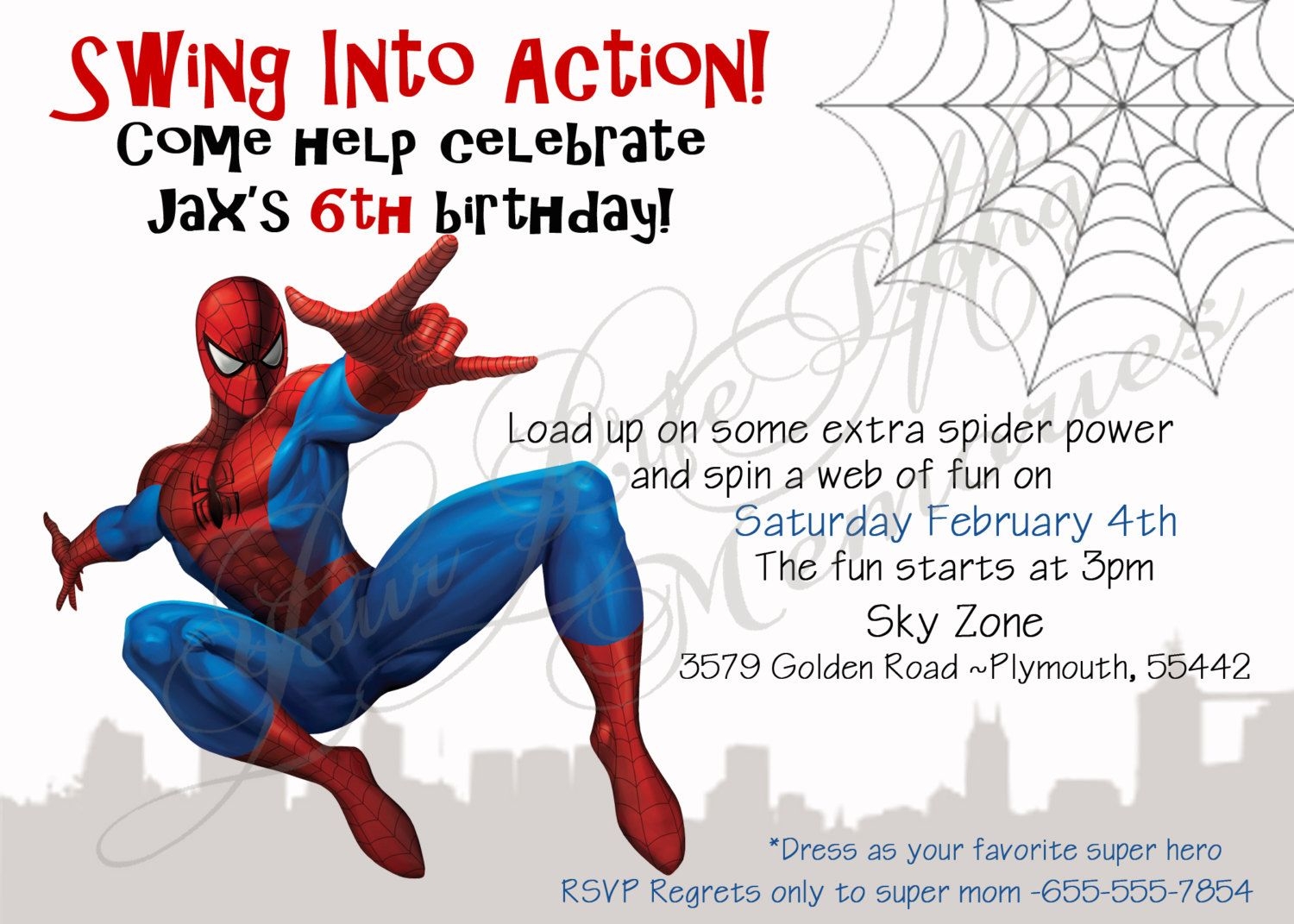 Blank Free Editable Spiderman Birthday Invitation Templates