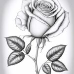 Blooming Rose Free Grayscale Coloring Page For Adults