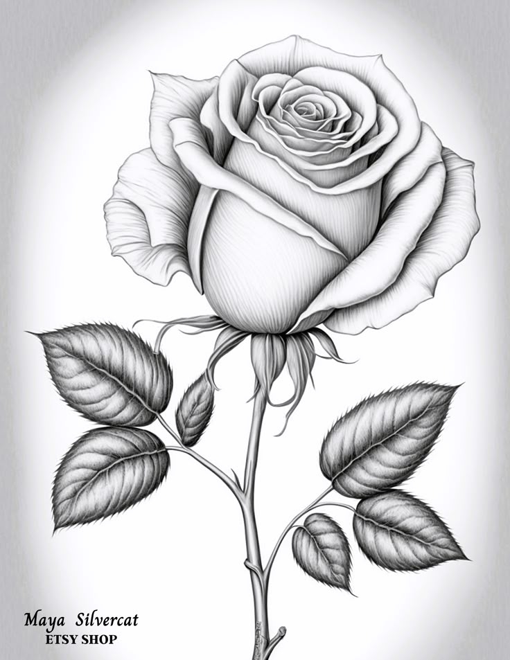 Blooming Rose Free Grayscale Coloring Page For Adults