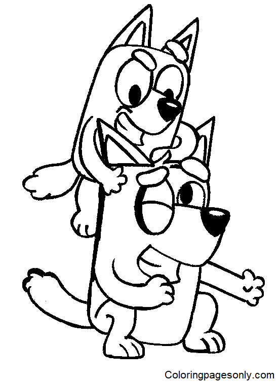 Bluey And Bingo Coloring Page