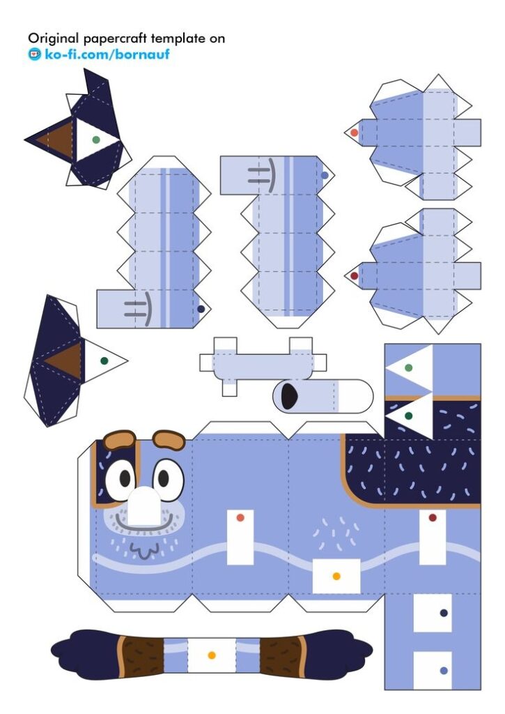 Bluey Papercraft Stripe Papertoys By Bornauf Paper Crafts
