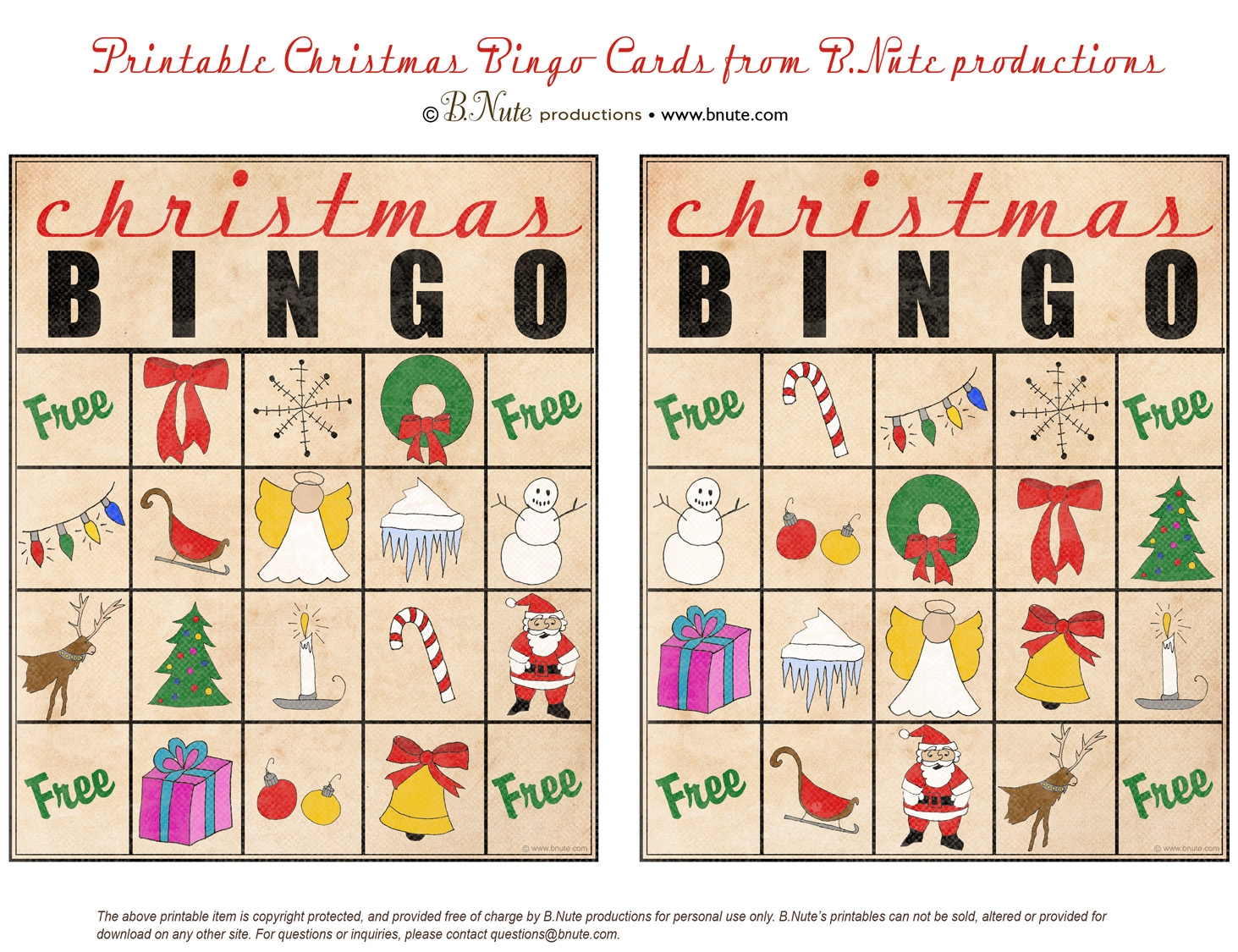 printable christmas picture bingo cards