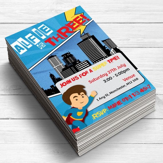 Boys Superhero Invitation Comic Book Invitation Comic Strip Superhero 