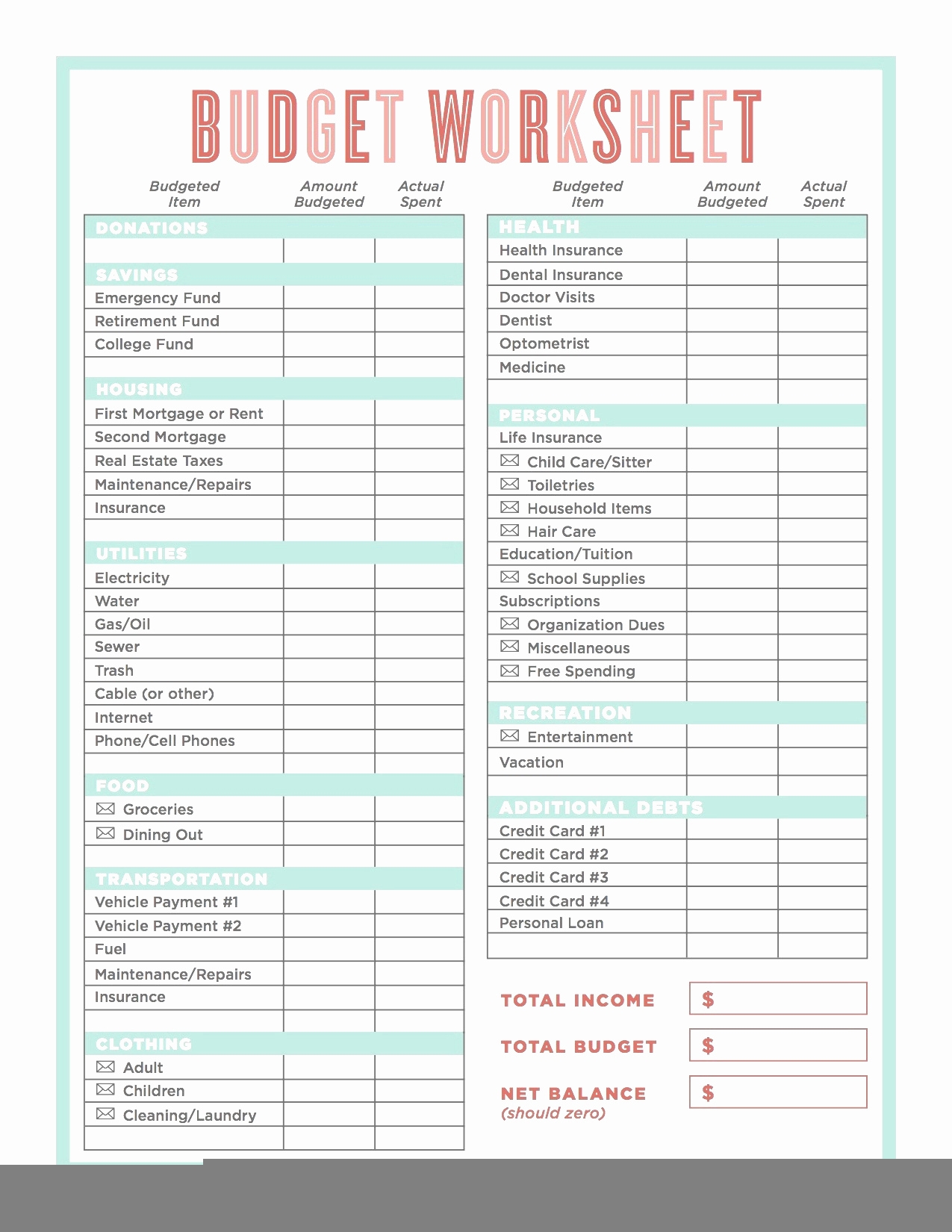 Budget Worksheet Dave Ramsey Budget Sheets FREE Printable
