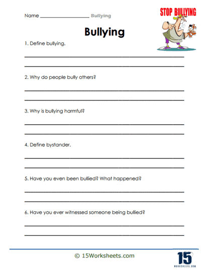 Bullying What Why And How Worksheet Bullying Worksheet Bully