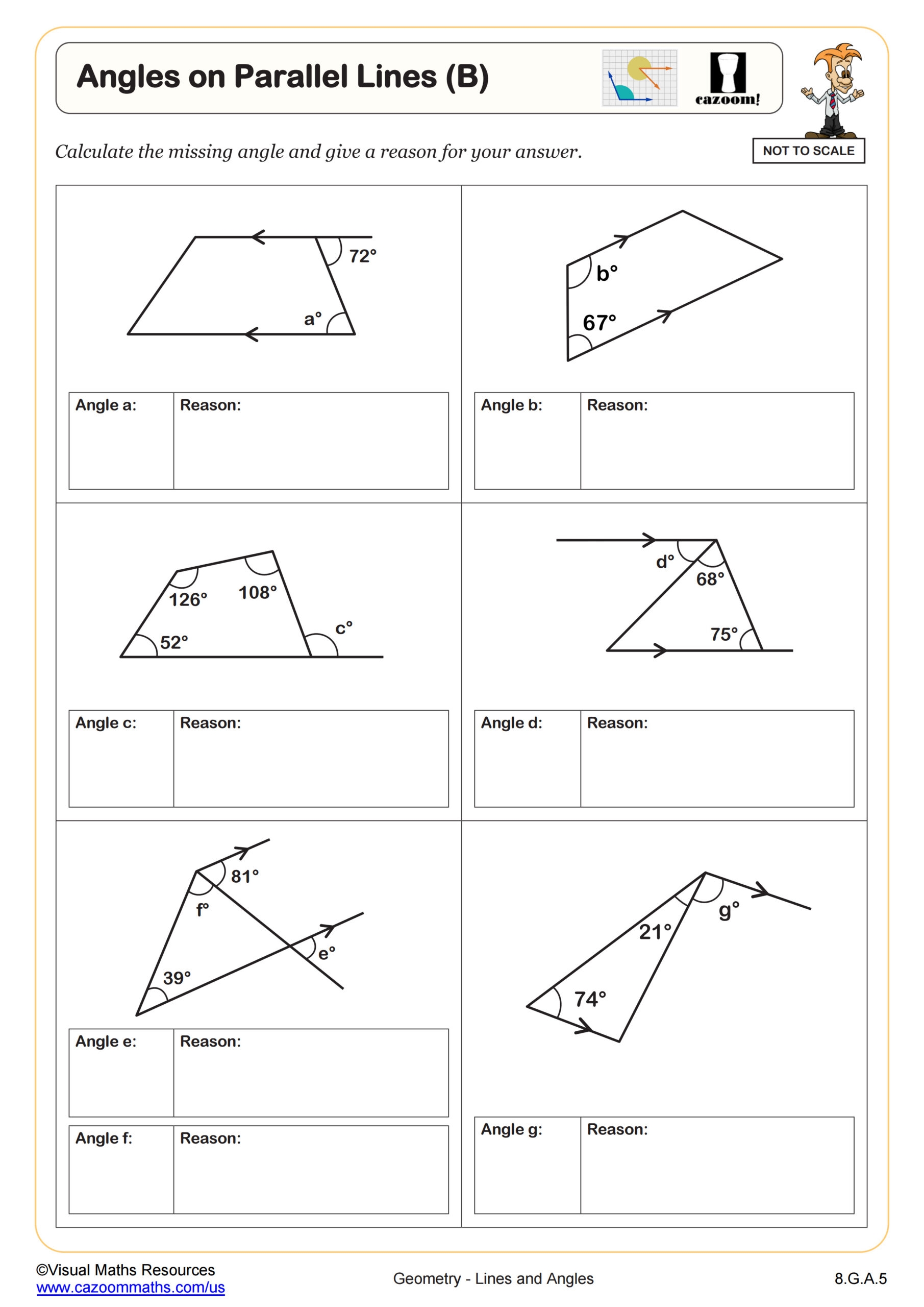 Calculating Angles On Parallel Lines With Transversals B 