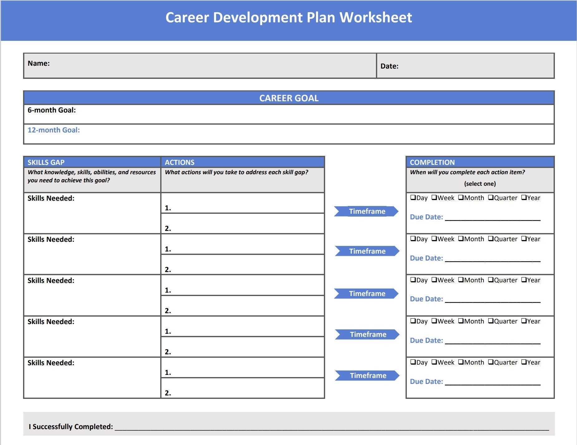 career planning worksheet