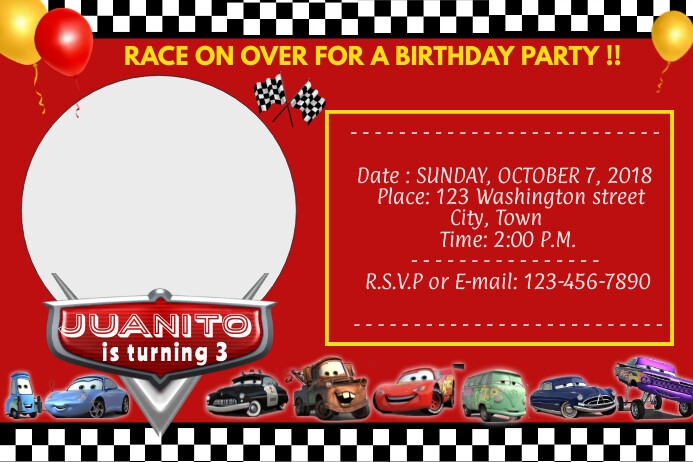 disney cars birthday invitation template