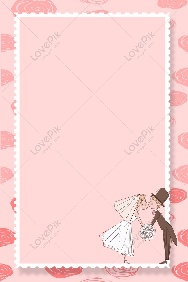 Cartoon Cute Wedding Invitation Download Free Poster Background Image 