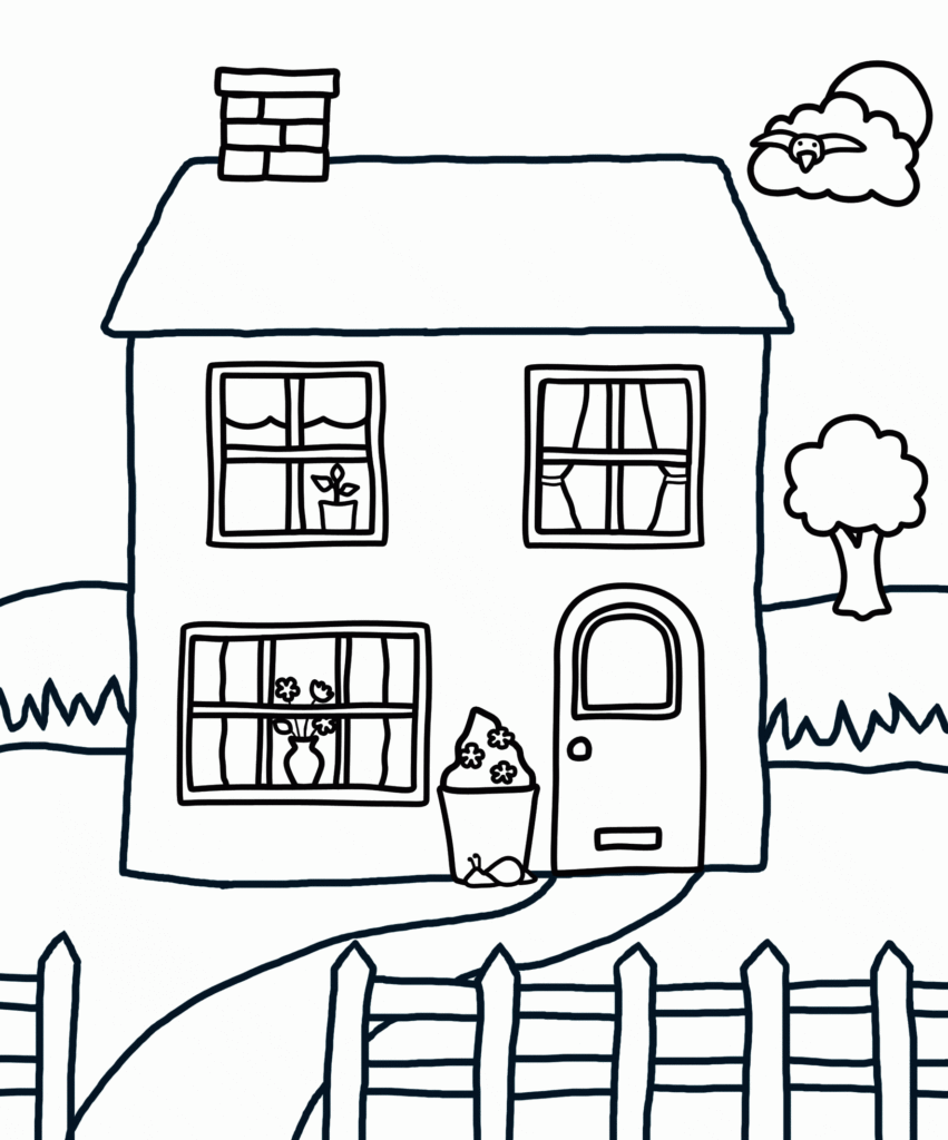 Cartoon House Coloring Pages Coloring Home