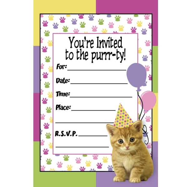 cat party invitation template