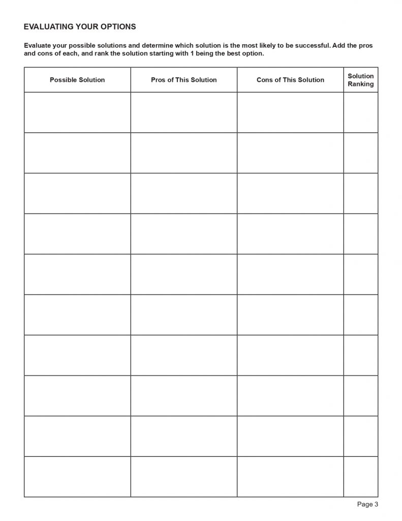 CBT Problem Solving Worksheet Editable Fillable Printable PDF 
