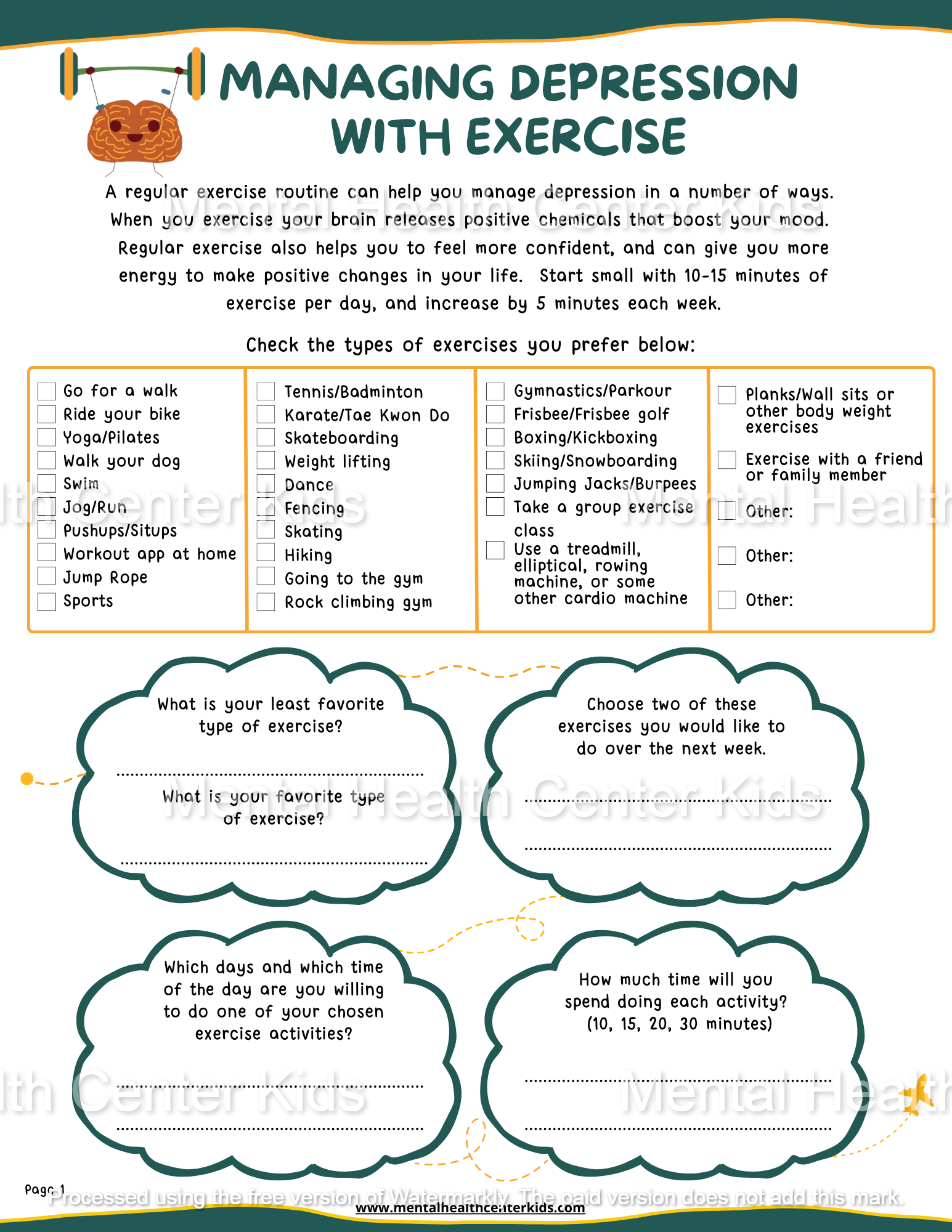 cbt worksheets for depression