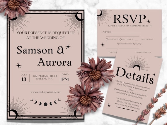 Celestial Wedding Invitation Template Bohemian Wedding Etsy