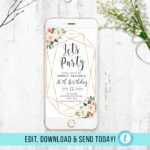 Cell Phone Invitation Electronic Birthday Invitation Iphone Etsy