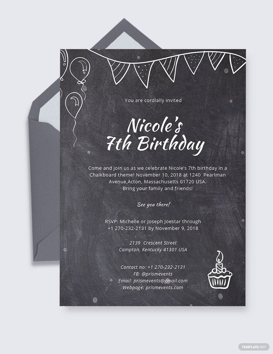 Chalkboard Invitation Template In PSD Illustrator Download 