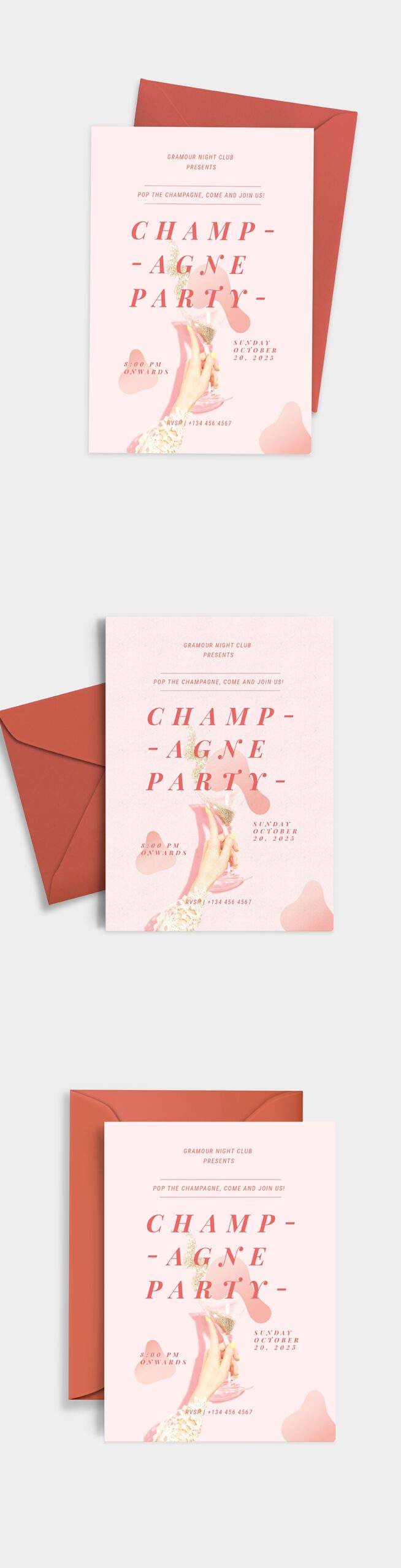 Champagne Party Invitation Template Illustrator Word Outlook Apple